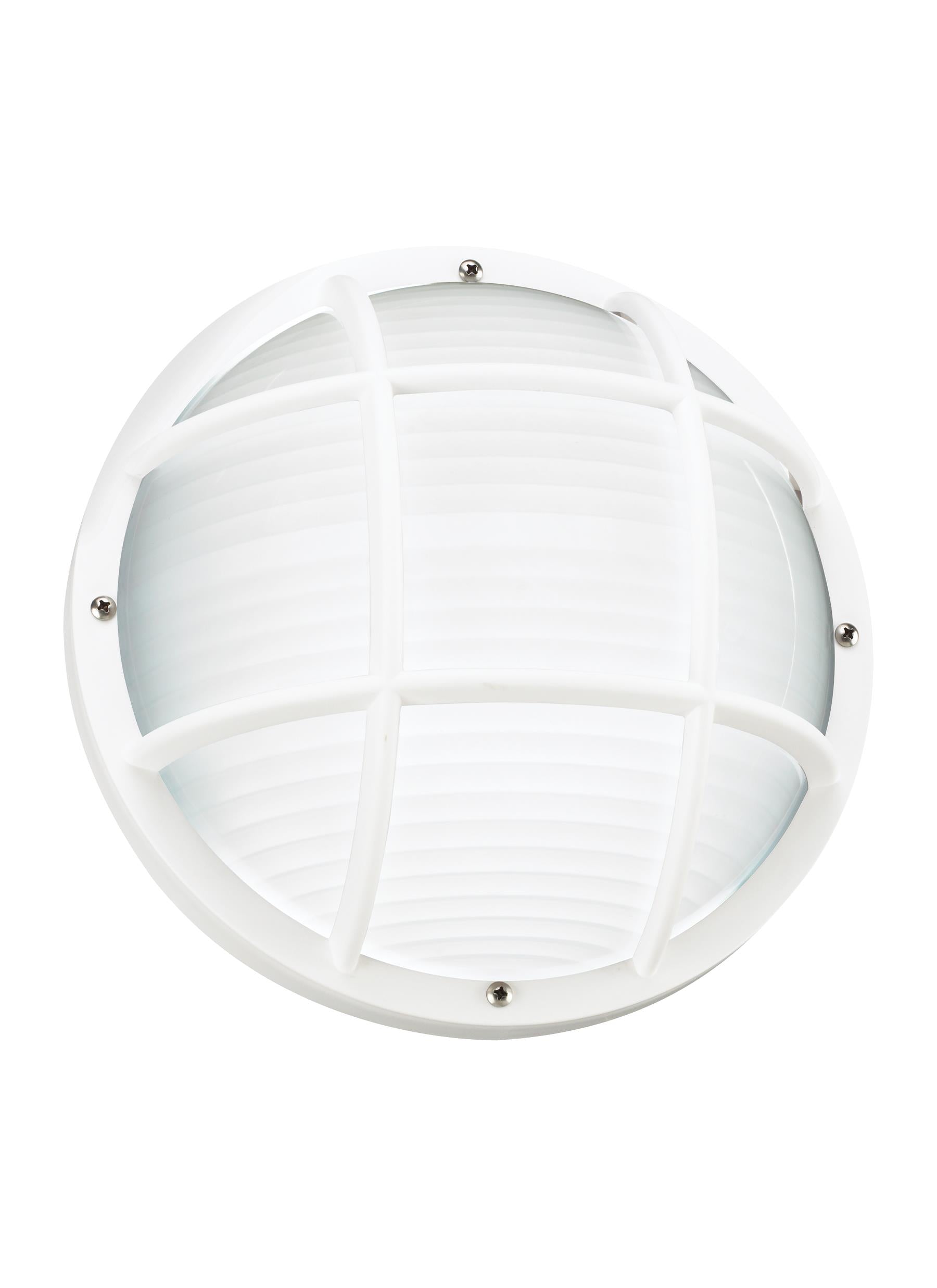 Bayside traditional 1-light outdoor exterior wall or ceiling mount in white finish with polycarbonate body and frosted whi...