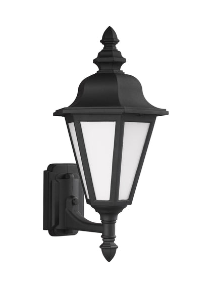 Brentwood traditional 1-light outdoor exterior medium uplight wall lantern sconce in black finish with smooth white glass ...