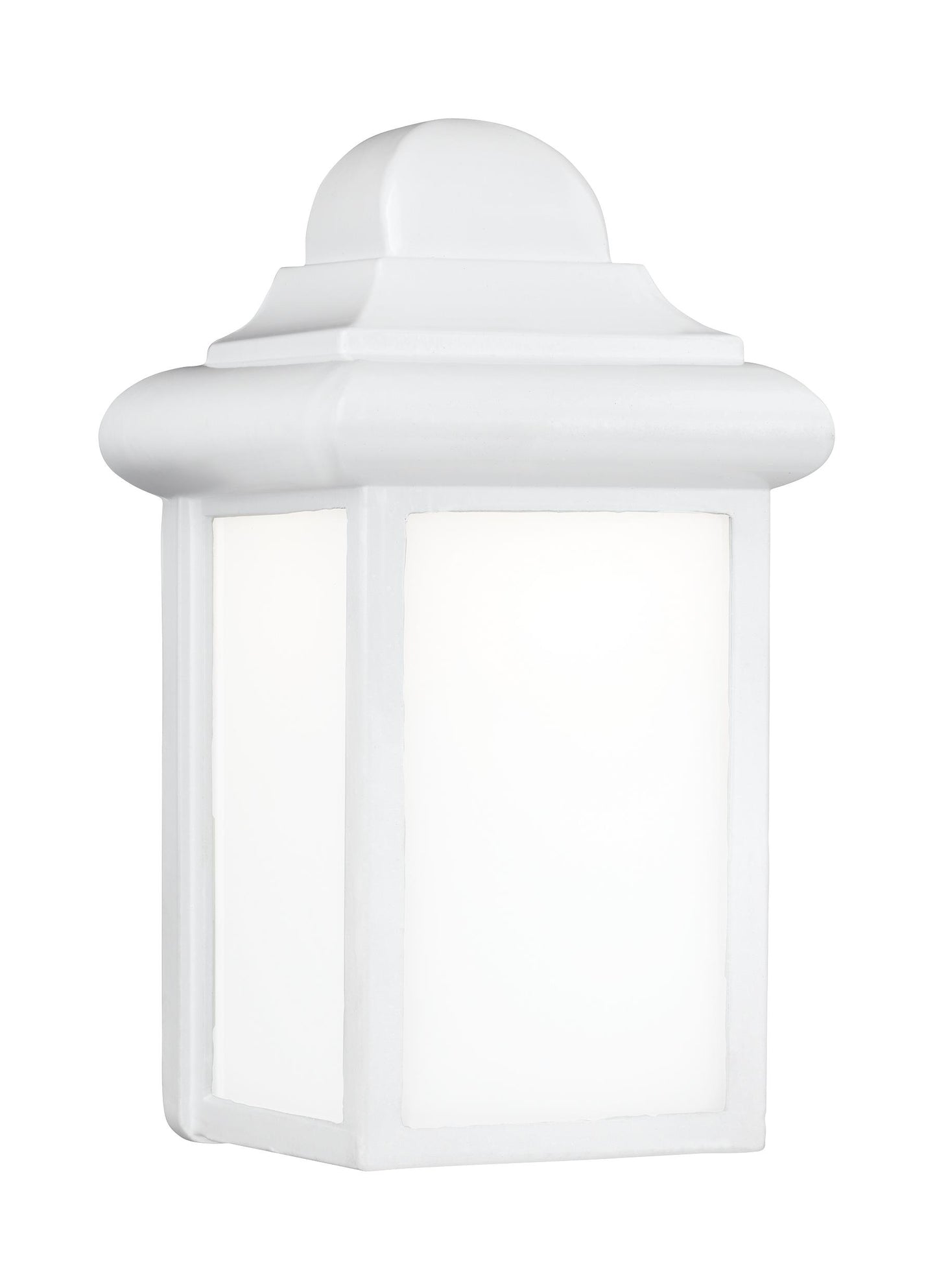 Mullberry Hill traditional 1-light LED outdoor exterior wall lantern sconce in white finish with smooth white glass panels