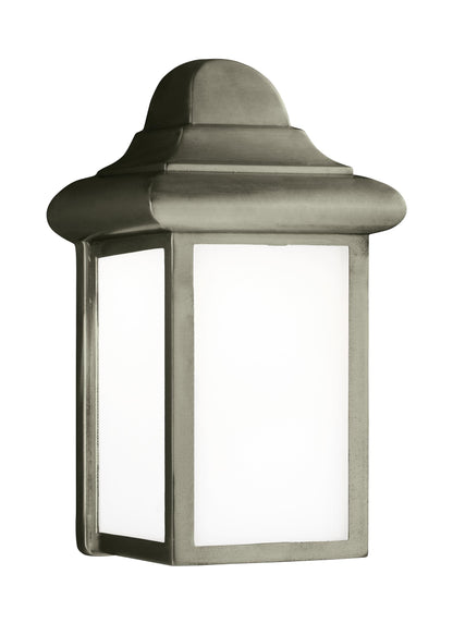 Mullberry Hill traditional 1-light LED outdoor exterior wall lantern sconce in pewter finish with smooth white glass panels