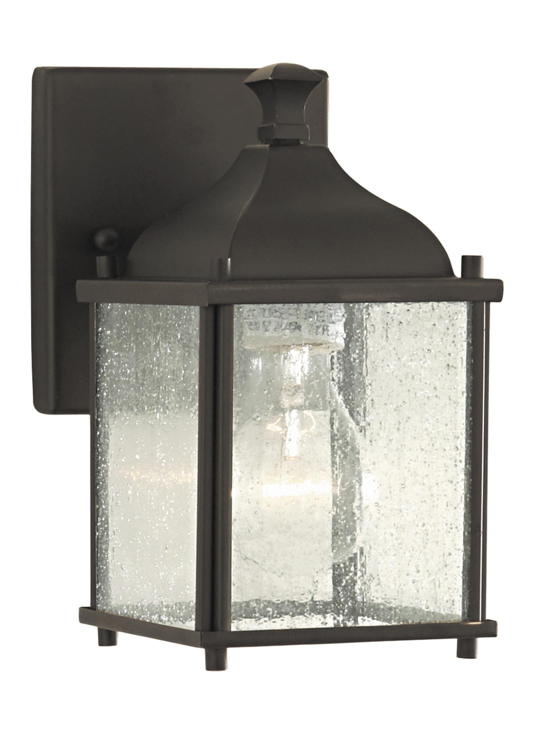Terrace transitional 1-light outdoor exterior small wall lantern sconce in oil rubbed bronze finish with clear seeded glas...