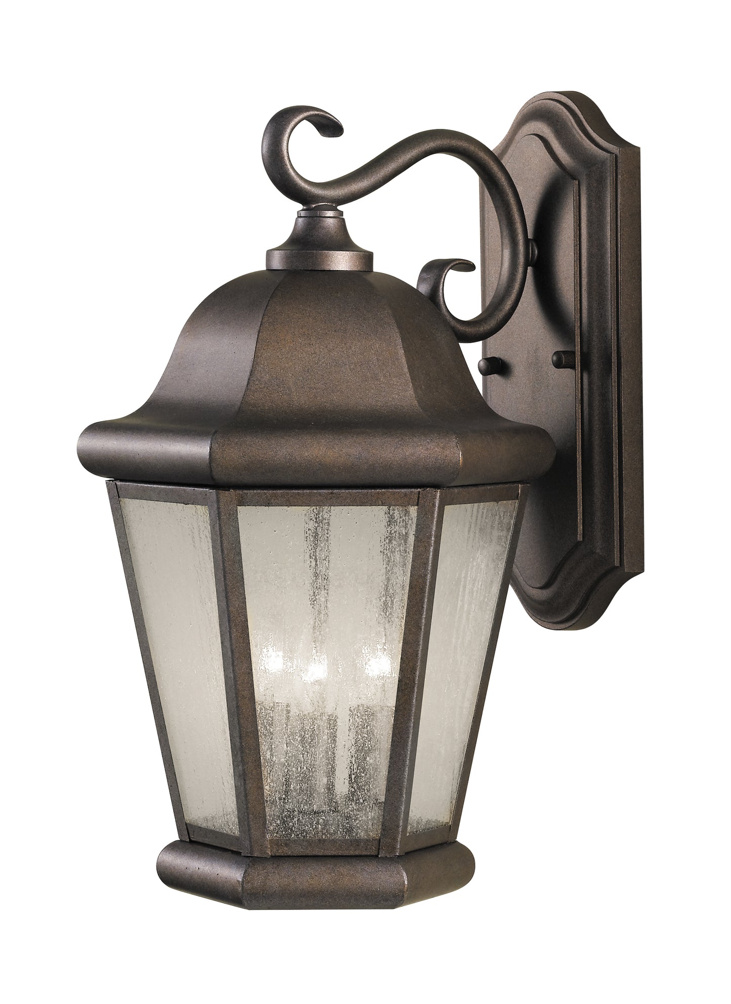Martinsville traditional 3-light outdoor exterior large wall lantern sconce in corinthian bronze finish with clear seeded ...