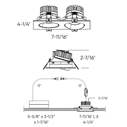 Double 3.5" Regressed Gimbal Downlight