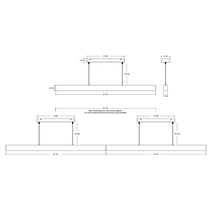 Pendant linear 4' 5CCT 120V, Triac dimming