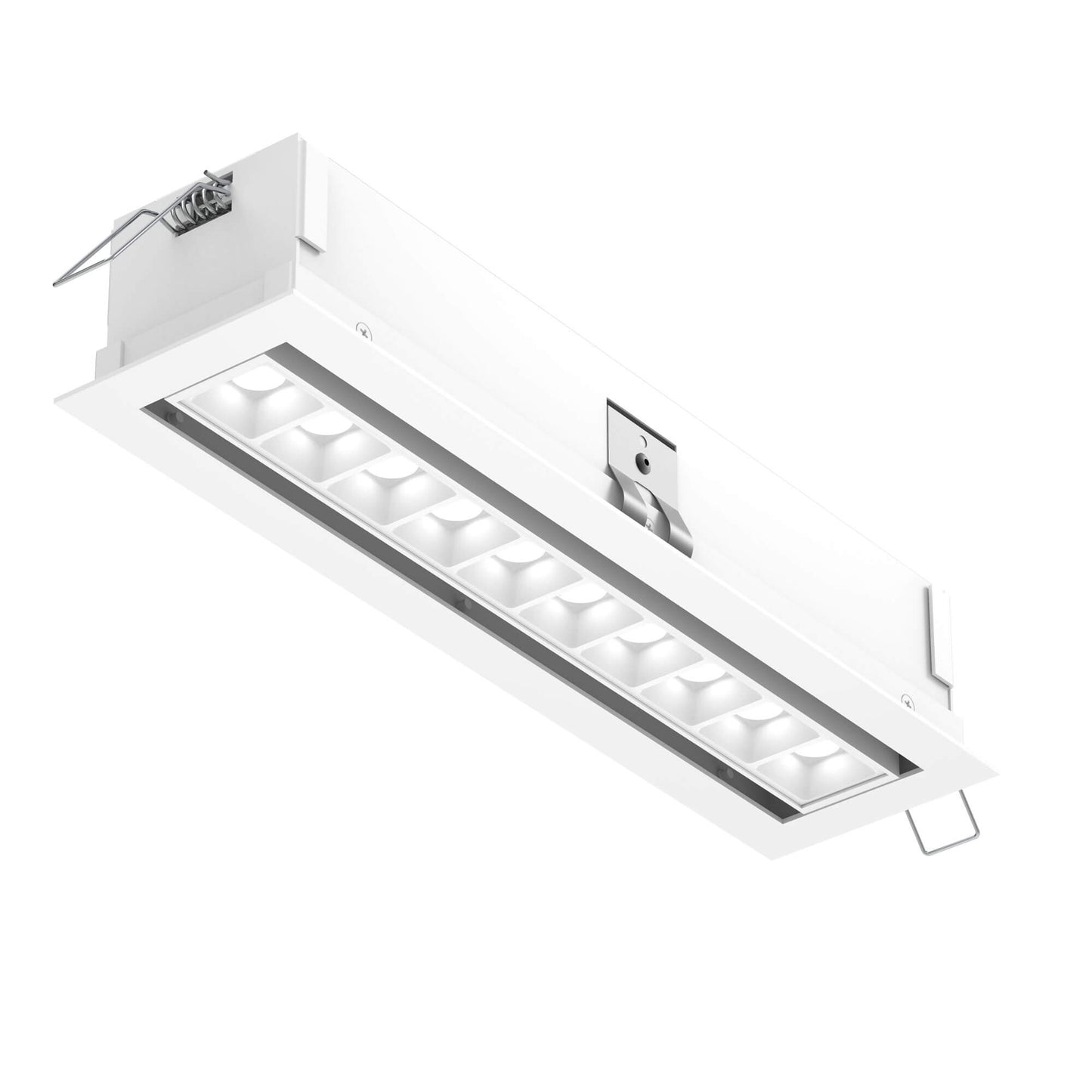 Recessed 5CCT linear with 10 mini swivel spot lights