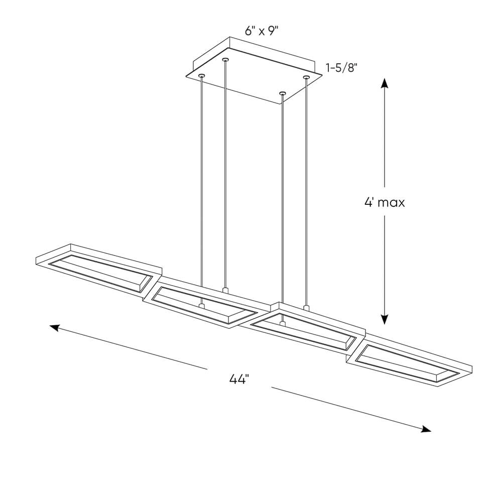 44 Inch Geometric Linear LED Pendant Light