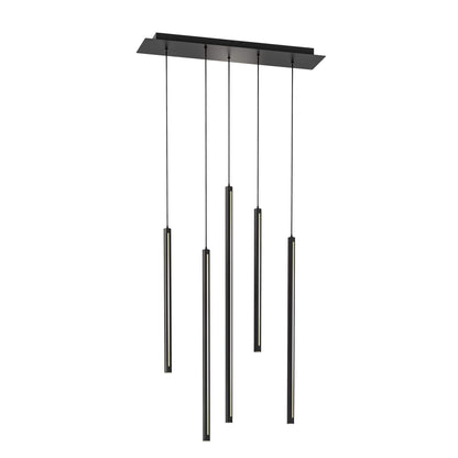 5 Light Square CCT LED Duo-Light Cylinder Pendant Cluster