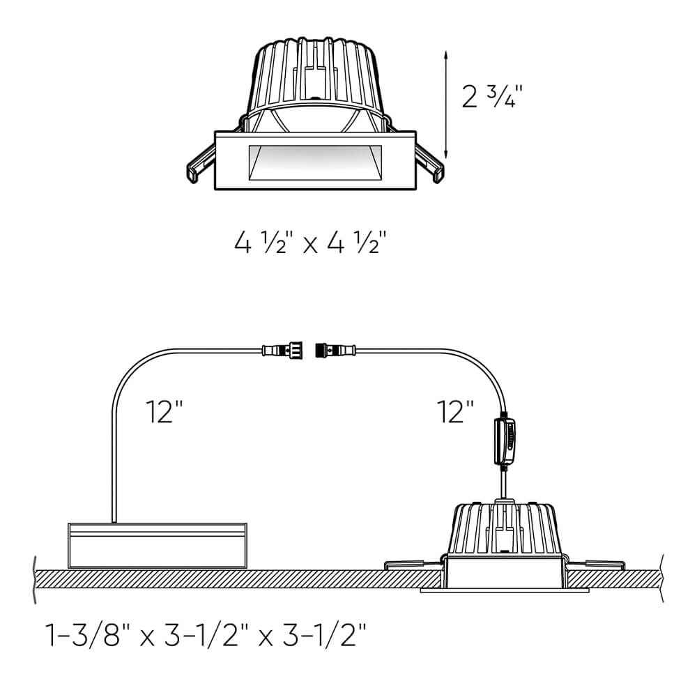 Square regressed recessed light 120-277V