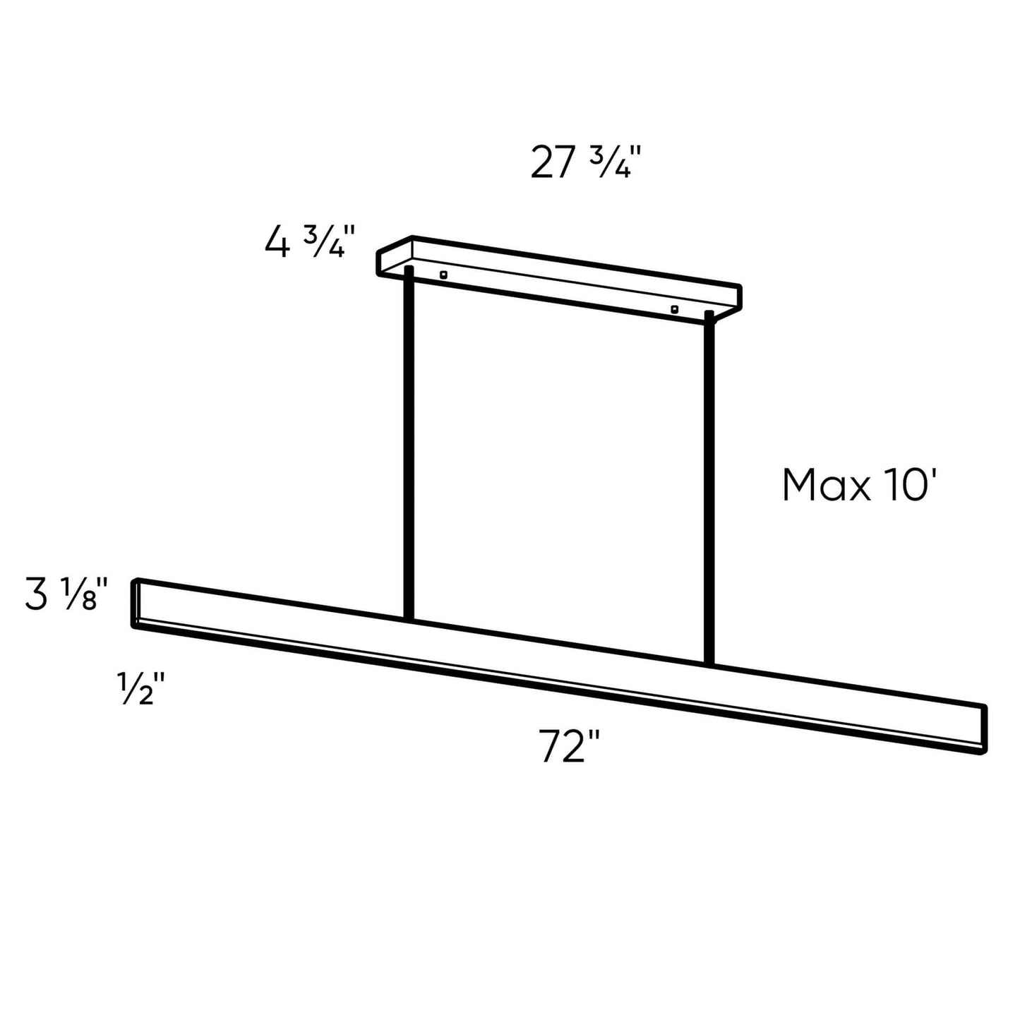 72 Inch Slim Linear LED Pendant Light