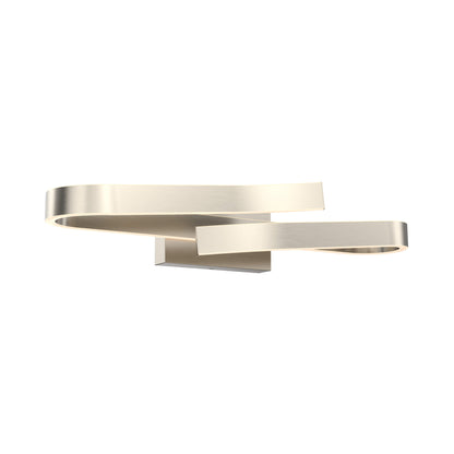 Curled rectangular vanity wall sconce